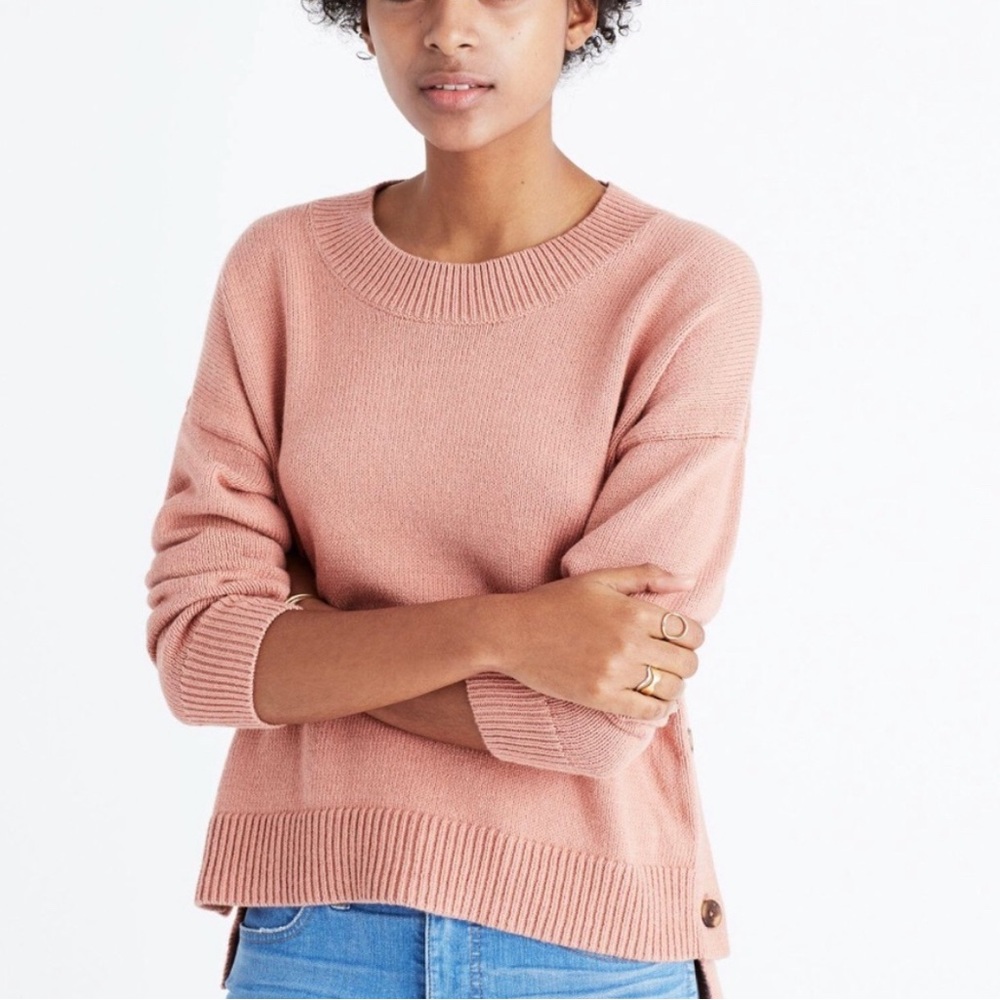 Madewell -woman’s brownstone pullover sweater cotton blend in dusty rose size XS - Picture 2 of 15